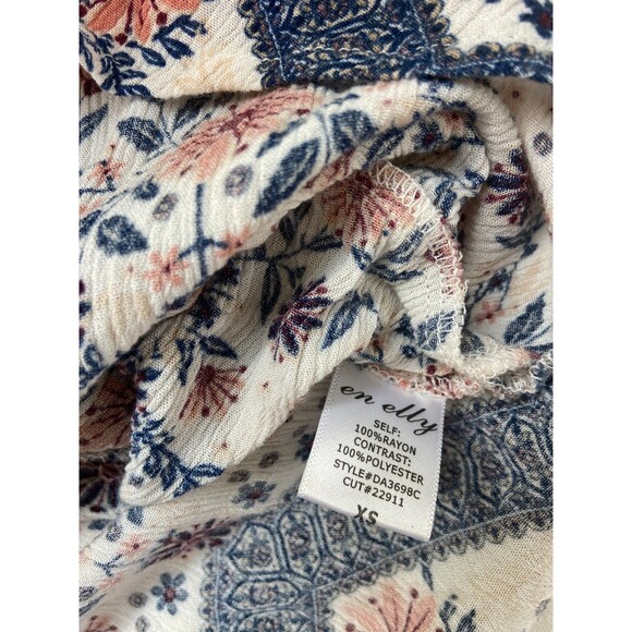 EUC En Elly Anthropologie XS Pink Floral Tunic Drawstring Pockets Roll Tab Flowy - Picture 4 of 9